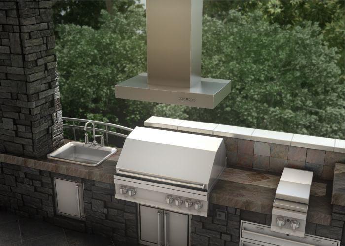 ZLINE 48 In. Ducted Outdoor Island Mount Range Hood in Stainless Steel, KECOMi-304-48