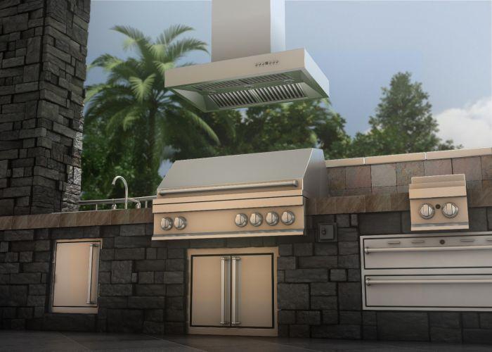 ZLINE 42 In. Ducted Outdoor Island Mount Range Hood in Stainless Steel, KECOMi-304-42