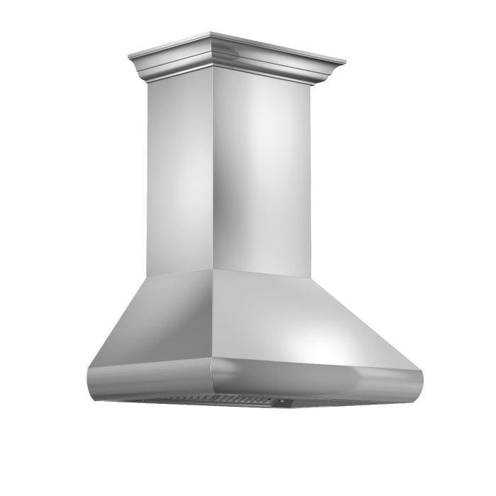 ZLINE 36 in. Professional Convertible Vent Wall Mount Range Hood in Stainless Steel with Crown Molding, 587CRN-36