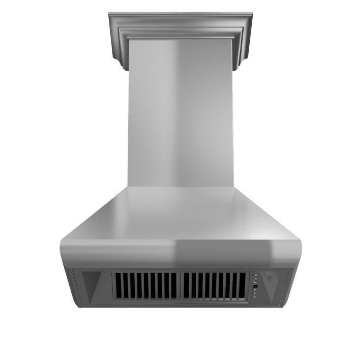 ZLINE 36 in. Professional Convertible Vent Wall Mount Range Hood in Stainless Steel with Crown Molding, 587CRN-36