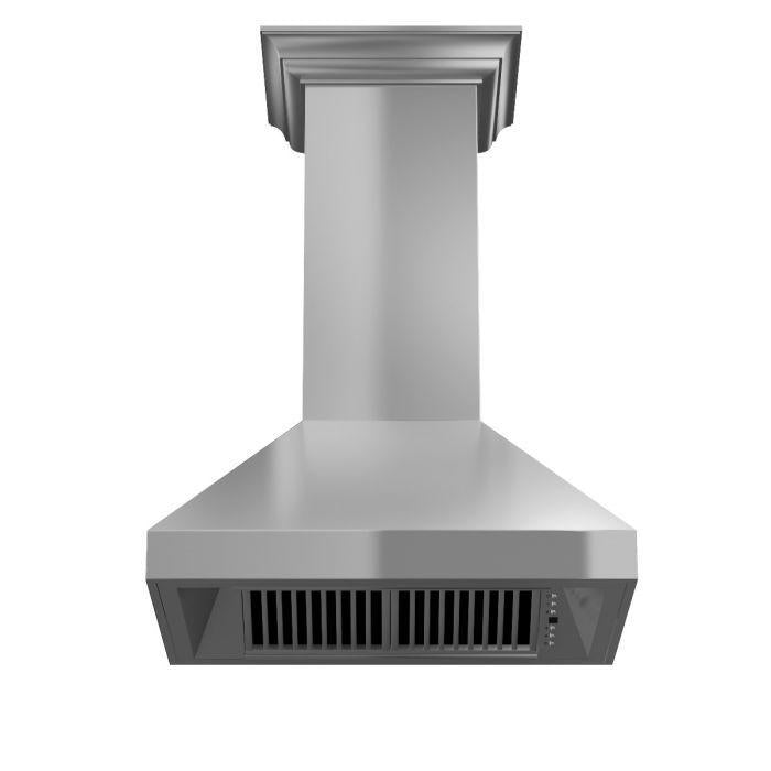 ZLINE 30 in. Professional Convertible Vent Wall Mount Range Hood in Stainless Steel with Crown Molding, 597CRN-30