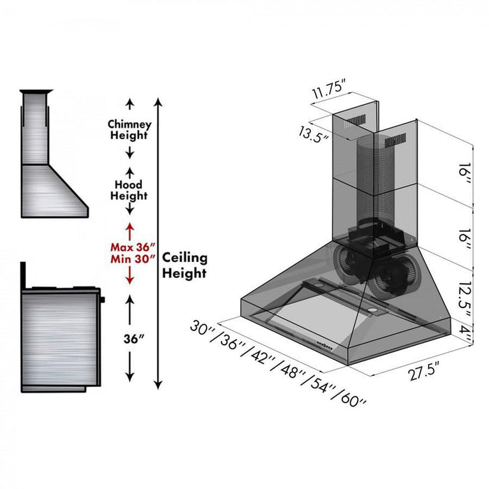 ZLINE 30 in. Convertible Vent Wall Mount Range Hood in Outdoor Approved Stainless Steel, 697-304-30