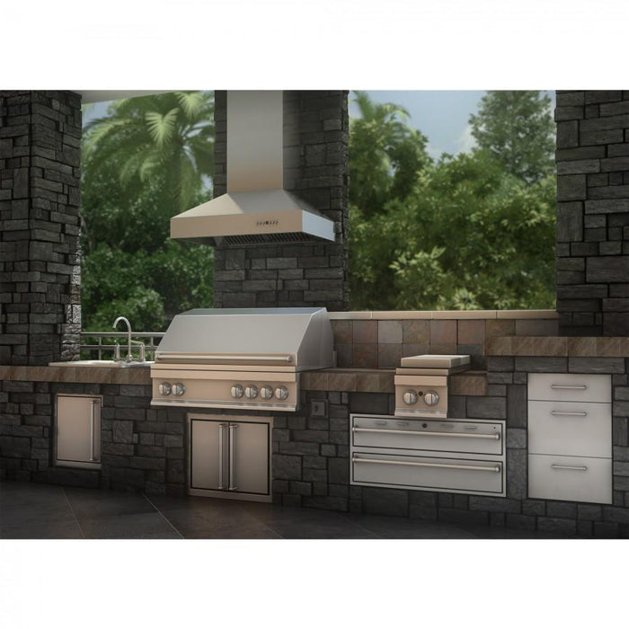 ZLINE 36 in. Ducted Wall Mount Range Hood in Outdoor Approved Stainless Steel, 697-304-36