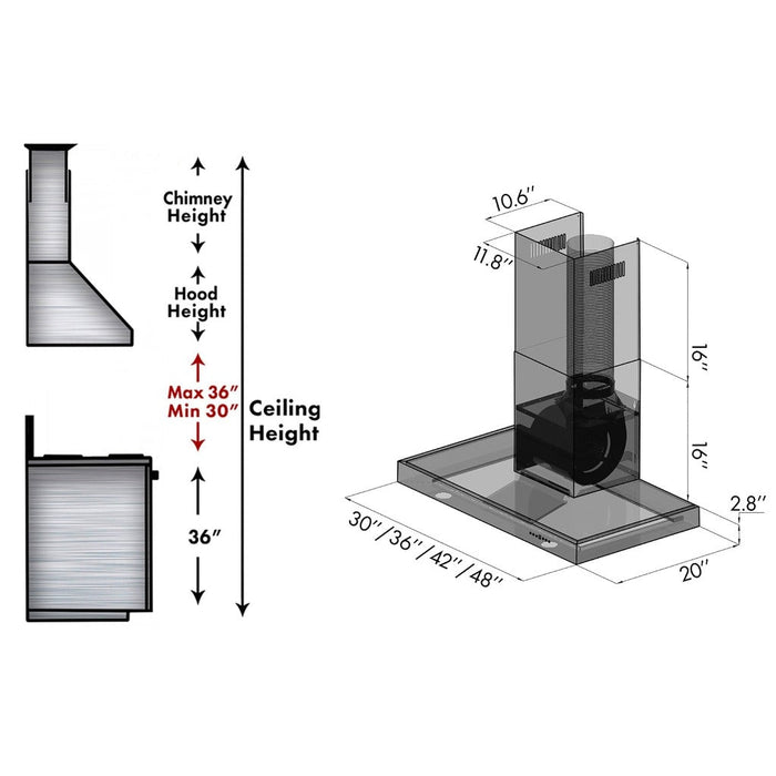 ZLINE Convertible Vent Wall Mount Range Hood in Stainless Steel with Crown Molding (KECRN)