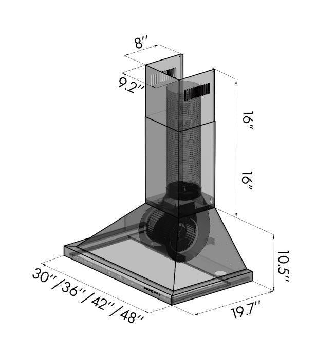 ZLINE 42 in. Convertible Vent Outdoor Approved Wall Mount Range Hood in Stainless Steel, KB-304-42