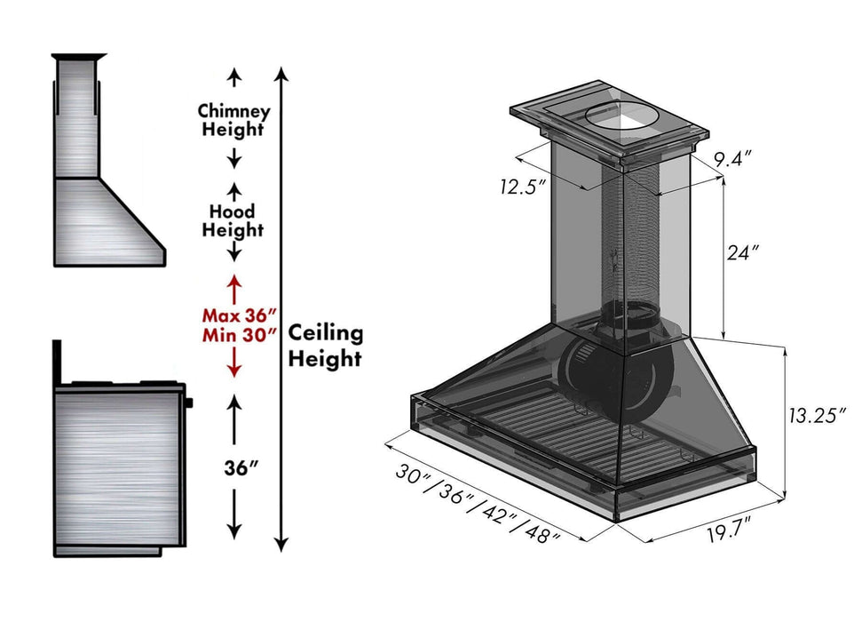 ZLINE Ducted Unfinished Wooden Wall Mount Range Hood (KBUF)