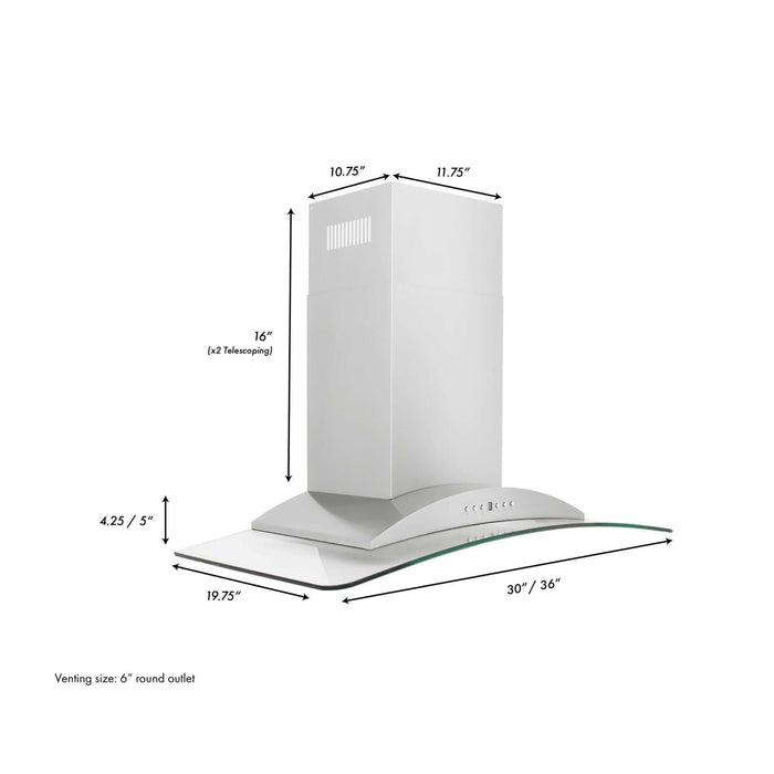 ZLINE Convertible Vent Wall Mount Range Hood in Stainless Steel and Glass (KN)