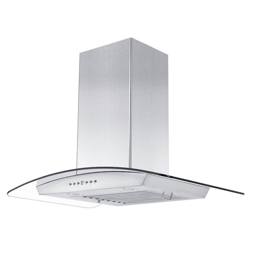 ZLINE Convertible Vent Wall Mount Range Hood in Stainless Steel and Glass with Crown Molding (KZCRN) 30 Inch