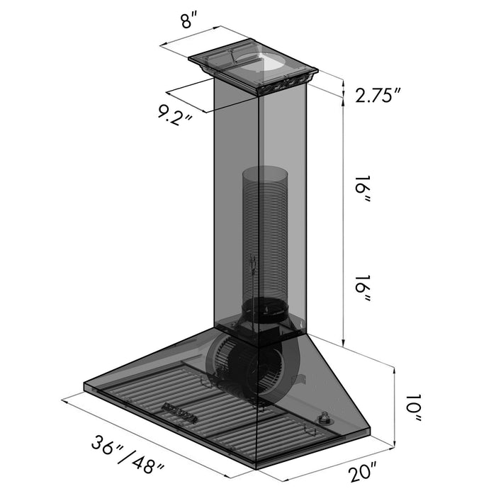 ZLINE Ducted Vent Wall Mount Range Hood in Stainless Steel with Built-in CrownSound Bluetooth Speakers (KL2CRN-BT)