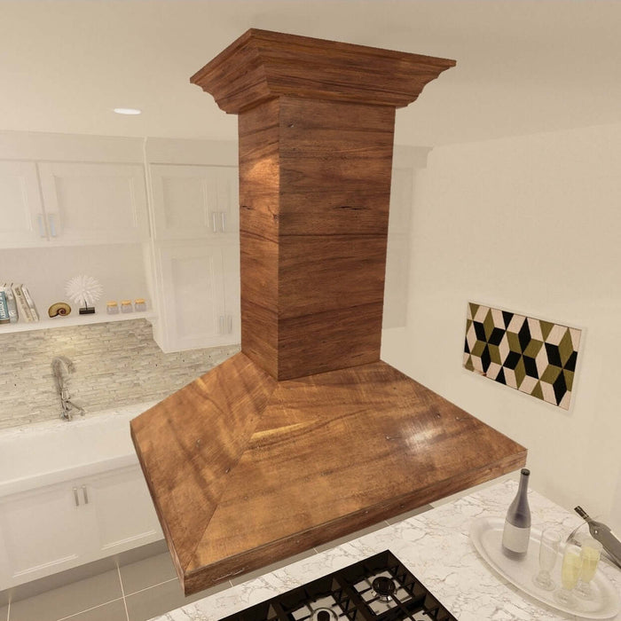 ZLINE Convertible Vent Wooden Island Mount Range Hood in Walnut (KBiRR)