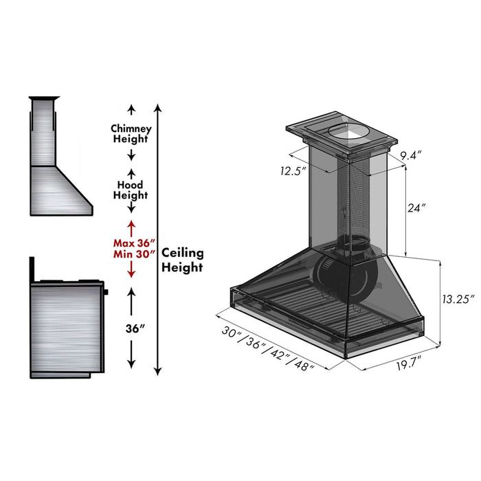 ZLINE 30 in. Convertible Vent Wooden Wall Mount Range Hood in Antigua and Walnut (KBAR-30)