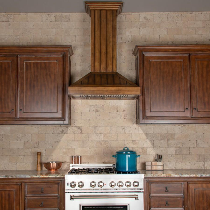 ZLINE Wooden Wall Mount Range Hood In Rustic Light Finish (KPLL)