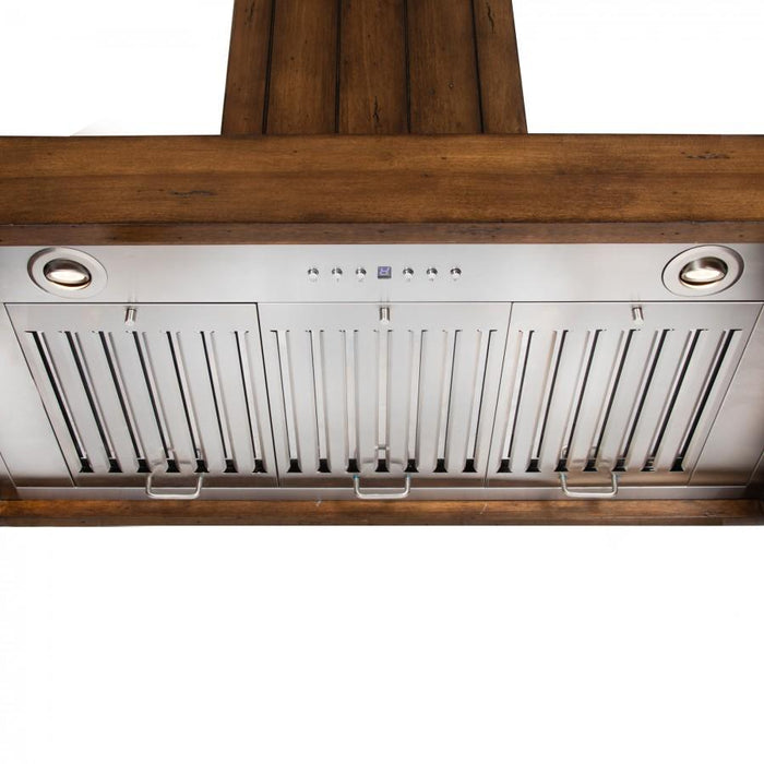 ZLINE Wooden Wall Mount Range Hood In Rustic Light Finish (KPLL)