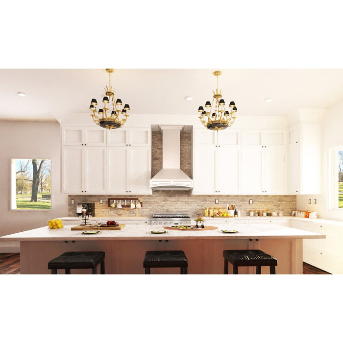 ZLINE Wooden Wall Mount Range Hood in Cottage White Includes Remote Blower Motor 400CFM/700CFM Options (321TT-RD/RS)