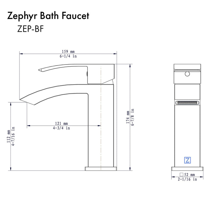 ZLINE Zephyr Single Handle Bath Faucet in Matte Black (ZEP-BF-MB)