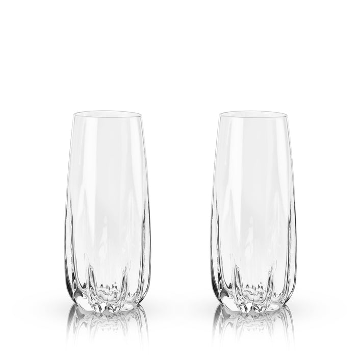 Cactus Crystal Stemless Champagne Flutes Set of 2