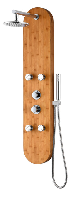 Crane 52 in. Full Body Shower Panel with Heavy Rain Shower and Spray Wand in Natural Bamboo