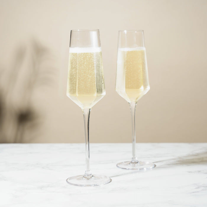 Seneca Diamond Crystal Champagne Flutes Set of 2