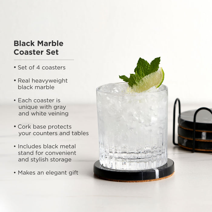 Marble Coaster Set in Black Set of 4