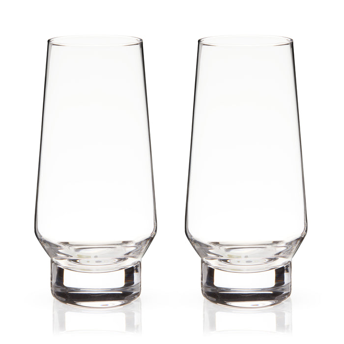 Raye Heavy Base Stemless Crystal Champagne Flutes Set of 2