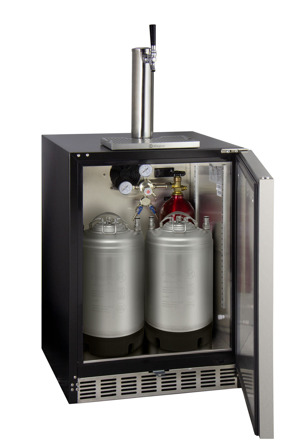 24" Wide Single Tap Stainless Steel Built-In Left Hinge ADA Kegerator with Kit