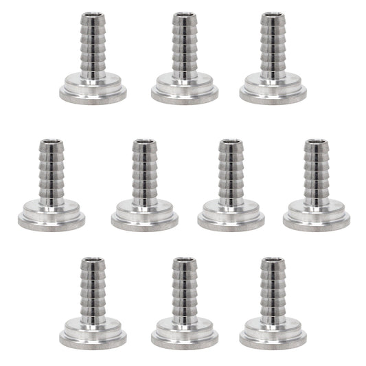 Pack of 10 Stainless Steel Tailpieces for 1/4 Inch ID Vinyl Tubing