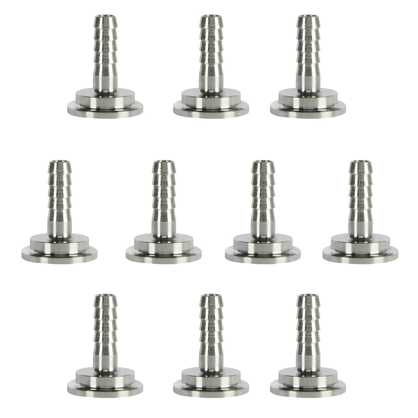 Pack of 10 Stainless Steel Tailpieces for 3/16 Inch ID Vinyl Tubing