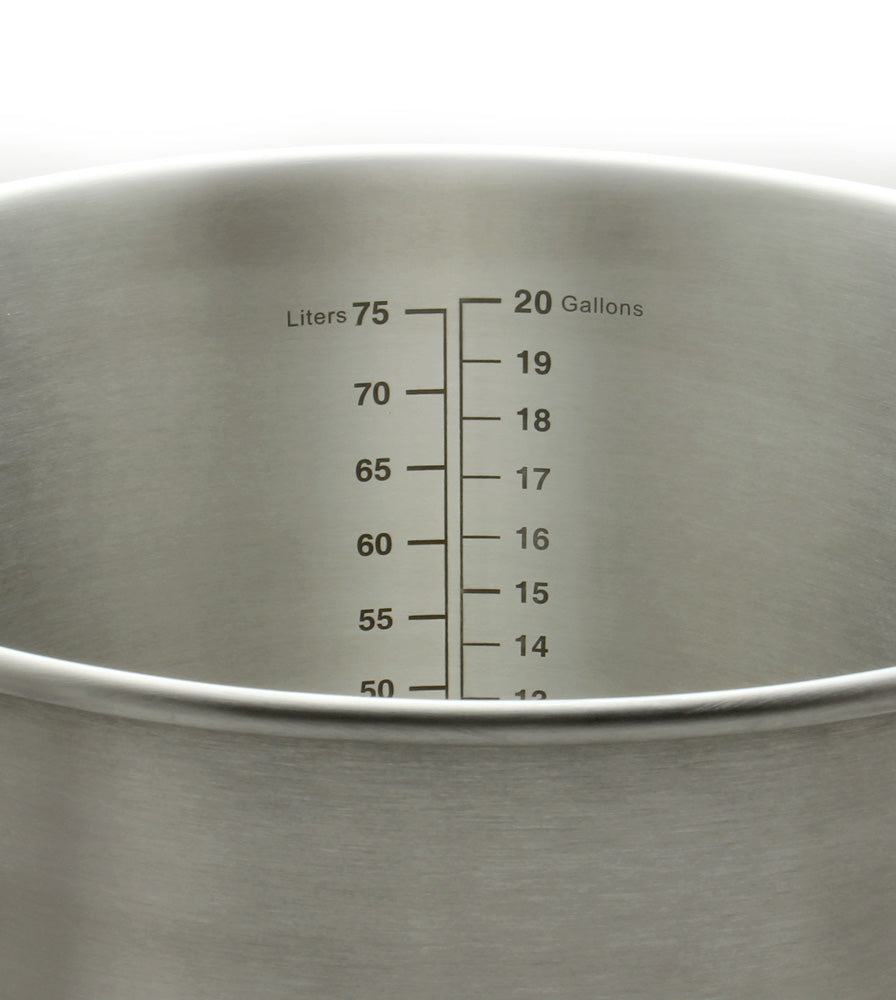 Brew Kettle - 20 Gallon - Thermometer & 2-Piece Ball Valve