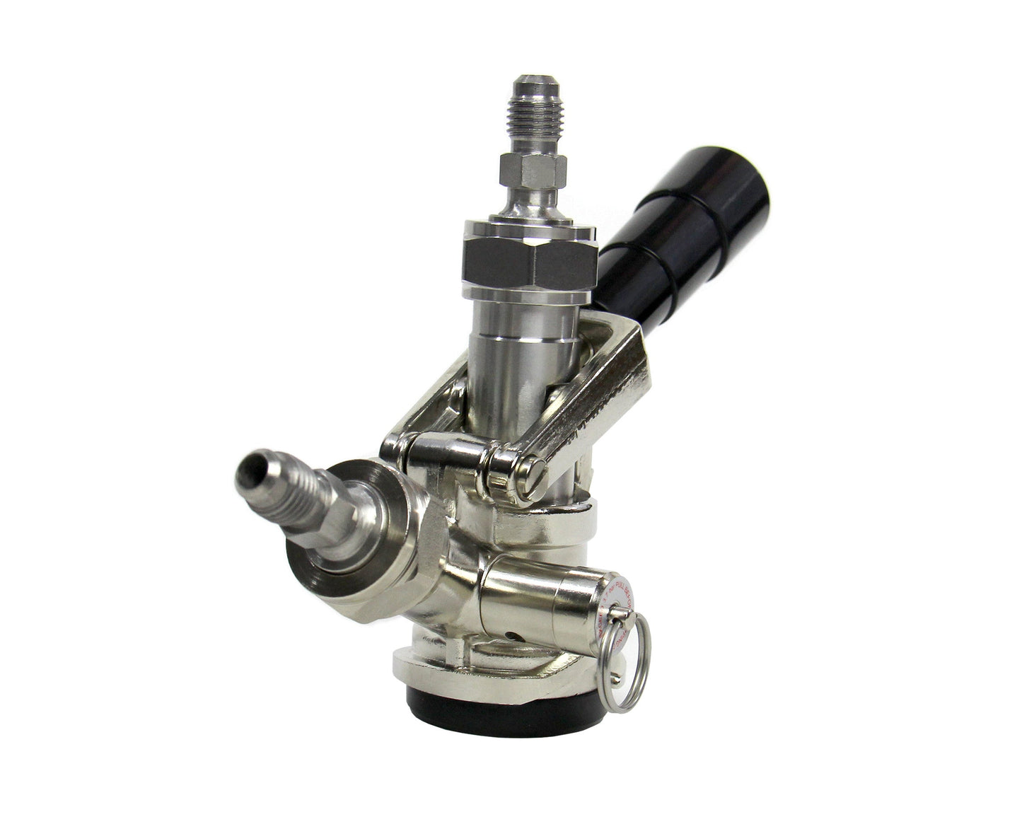 D System Keg Tap Coupler with Black Lever Handle and 1/4" MFL fittings