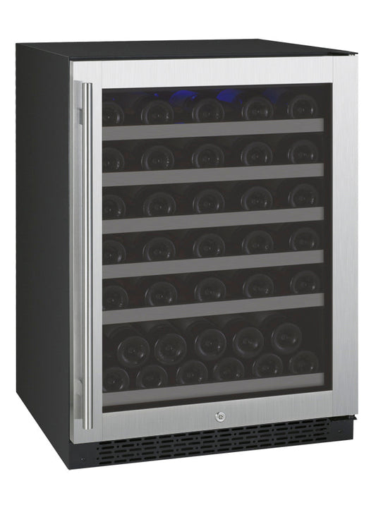 24" Wide FlexCount II Tru-Vino 56 Bottle Single Zone Stainless Steel Right Hinge Wine Refrigerator - Allavino VSWR56-1SR20