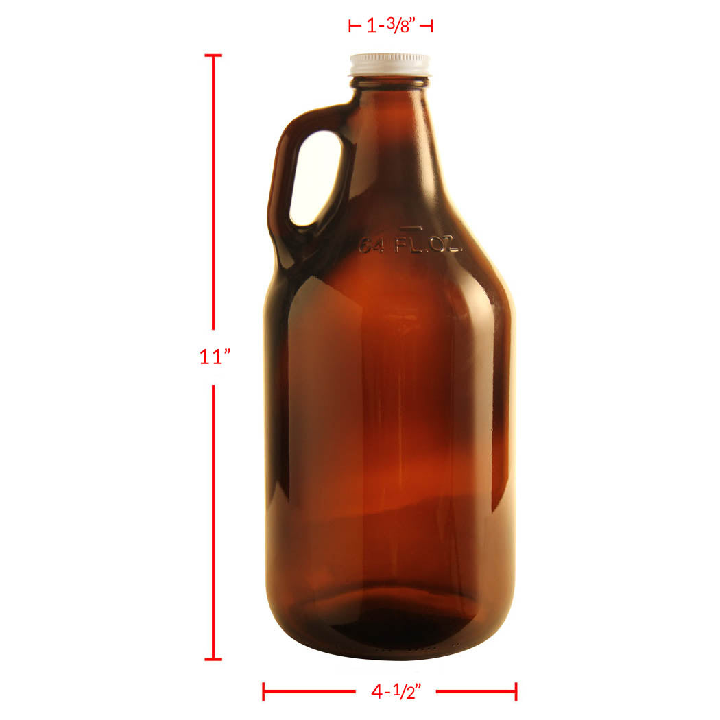 Amber 64-oz. Kegco Glass Beer Growler with 4 Kegco Pint Glasses