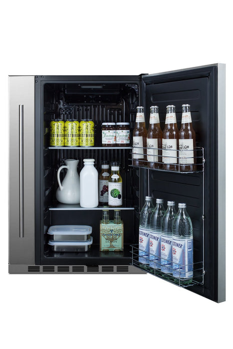 SUMMIT Shallow Depth 24" Wide Built-In All-Refrigerator With Slide-Out Storage Compartment