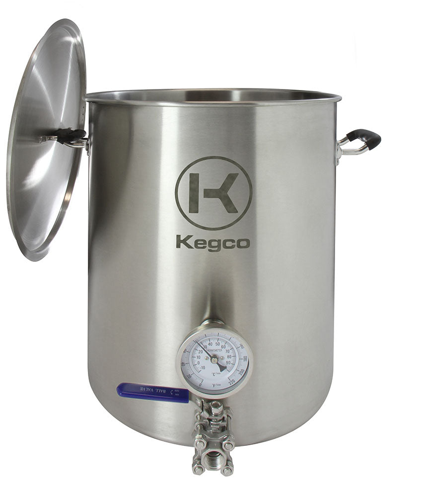 8 Gallon Brew Kettle with Thermometer and 3-Piece Ball Valve