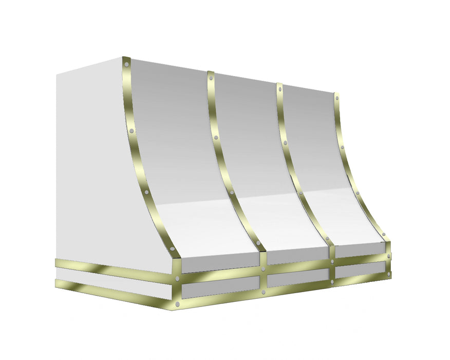 Kitchen Kandy Bowen Collection Wall Mount Range Hood with ZLINE Insert in White Steel with Accents and Size Options (BOW-WH)