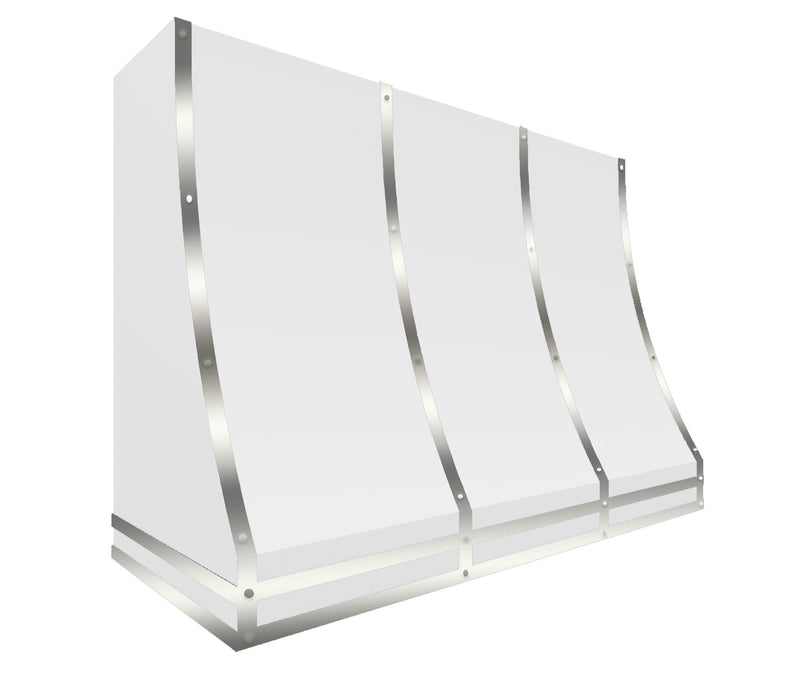 Kitchen Kandy Bowen Collection Wall Mount Range Hood with ZLINE Insert in White Steel with Accents and Size Options (BOW-WH)