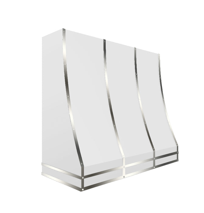 Kitchen Kandy Bowen Collection Wall Mount Range Hood with ZLINE Insert in White Steel with Accents and Size Options (BOW-WH)