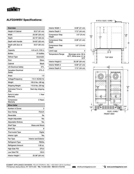 SUMMIT 24" Built-In Wine/Beverage Center, ADA Compliant