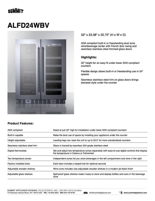 SUMMIT 24" Built-In Wine/Beverage Center, ADA Compliant