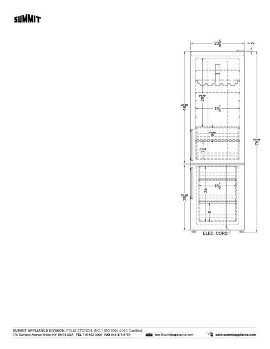 SUMMIT 24" Wide Bottom Freezer Refrigerator