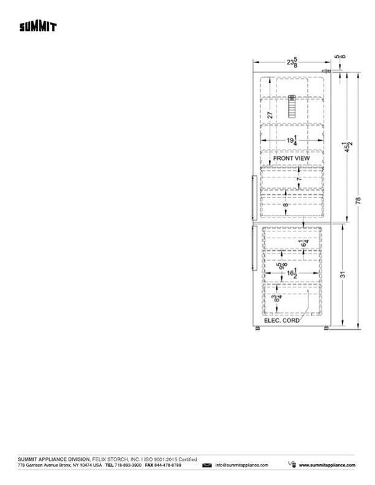 SUMMIT 24" Wide Bottom Freezer Refrigerator