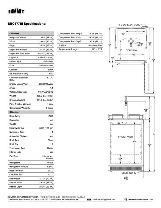 SUMMIT 24" Wide Built-In Kegerator