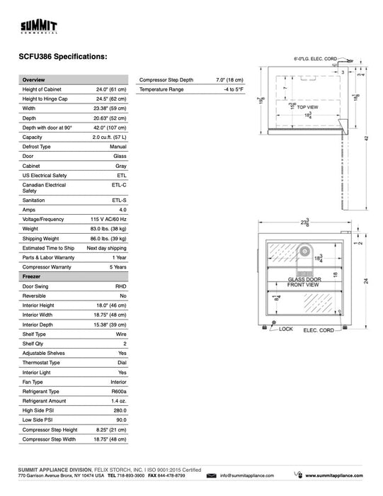 SUMMIT COMMERCIAL Compact All-Freezer (SCFU386)