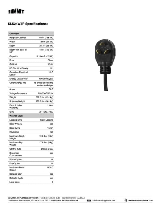 SUMMIT Washer/Heat Pump Dryer Combination