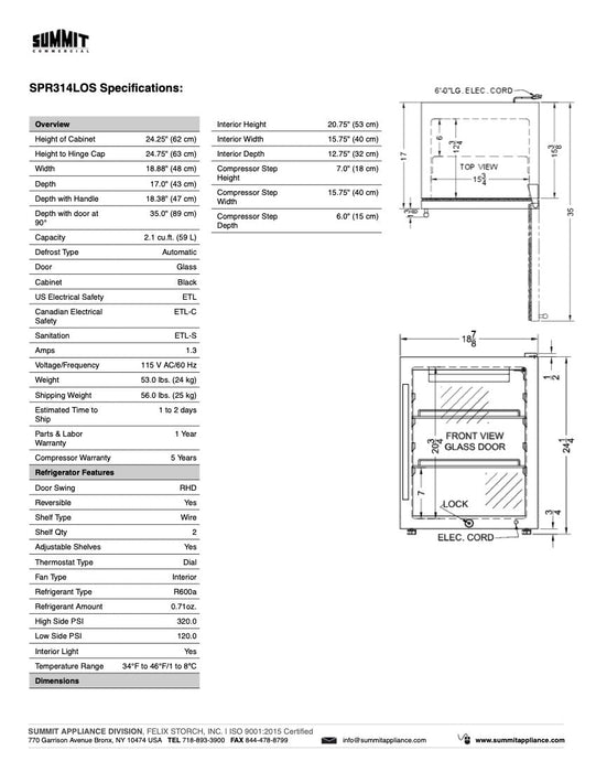 SUMMIT  COMMERCIAL Compact Outdoor Beverage Center