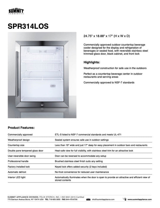 SUMMIT  COMMERCIAL Compact Outdoor Beverage Center