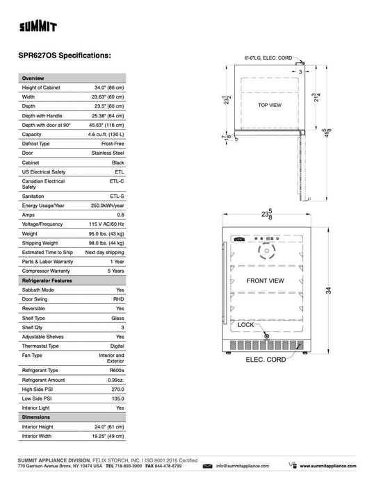 SUMMIT 24" Wide Outdoor All-Refrigerator