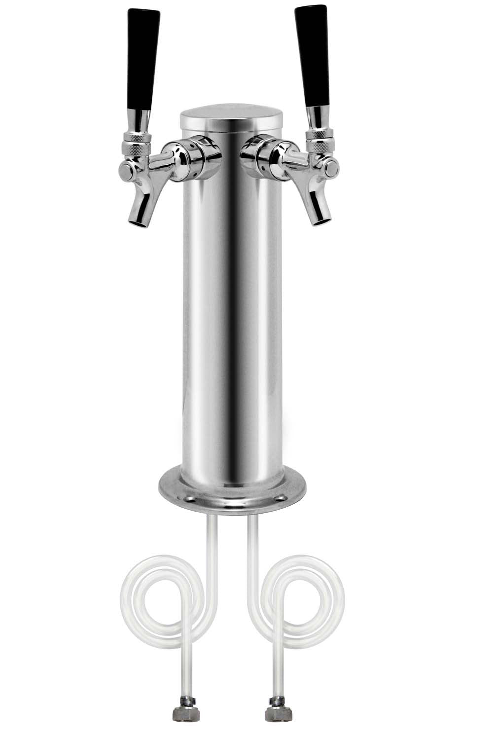 Chrome Plated Metal Dual Faucet Draft Beer Tower - 3" Column