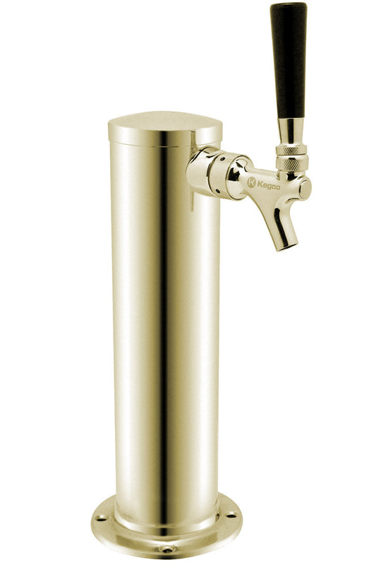 Single Faucet Polished Brass Draft Beer Tower