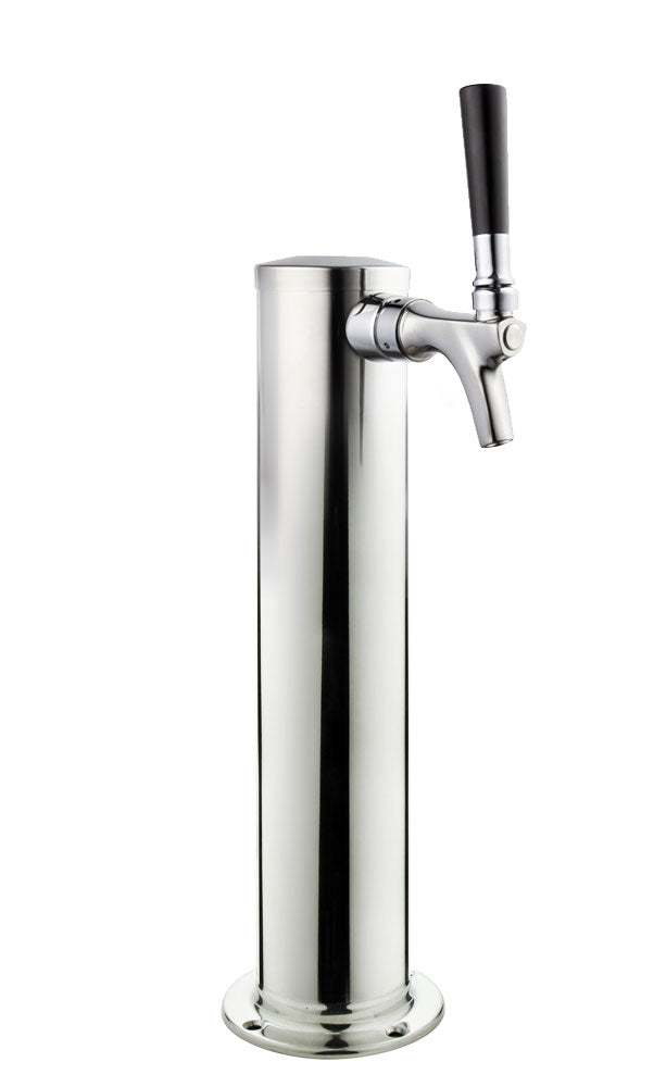 14" Tall Polished Stainless Steel 1-Faucet Infinity Draft Beer Tower - 100% Stainless Steel Contact