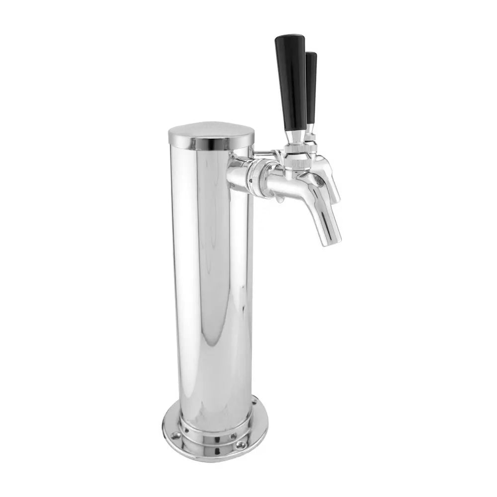 Double Faucet Stainless Draft BeerTower with Perlick 630SS Stainless Faucets